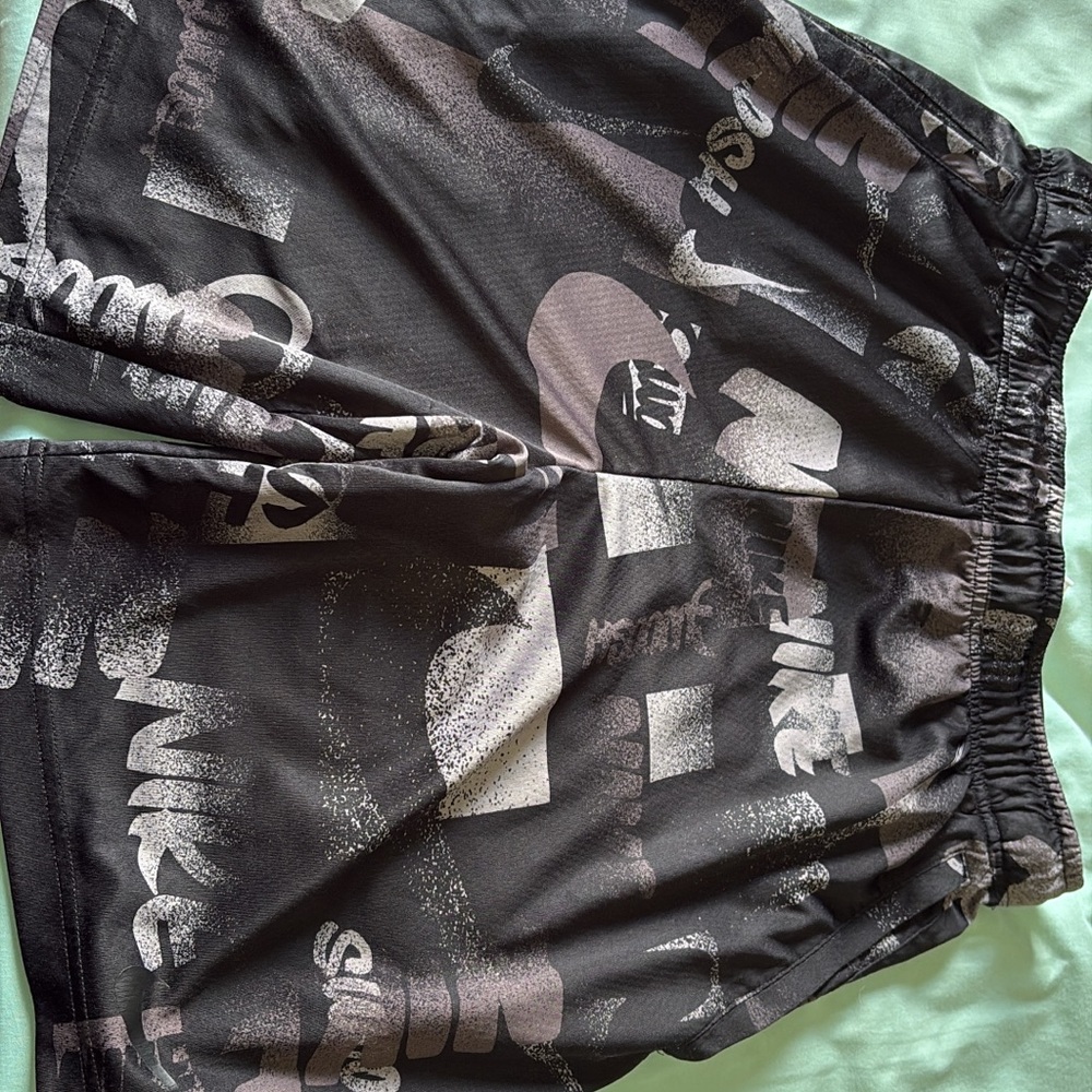 Nike Black and Gray Graphic Shorts